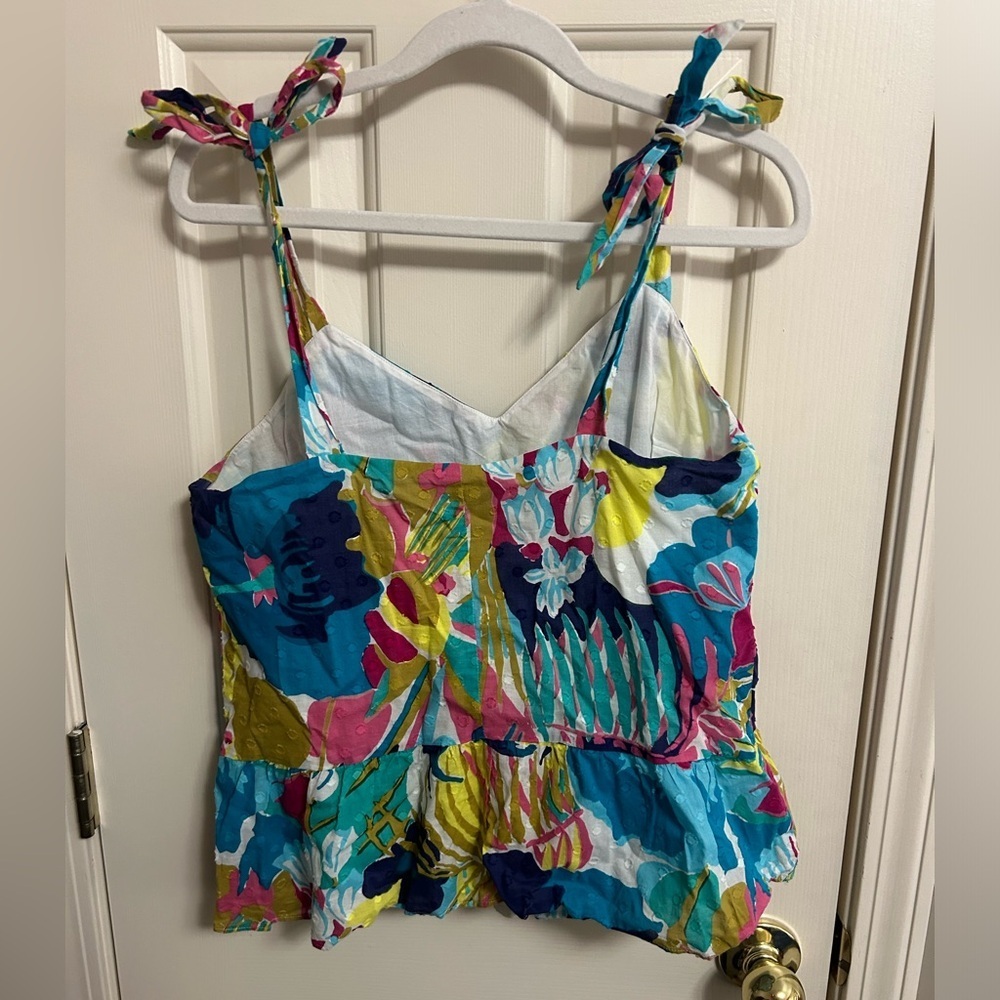 J.Crew Tie Shoulder Peplum Top Seaside‎ Floral Print Size 6 - Picture 6 of 6